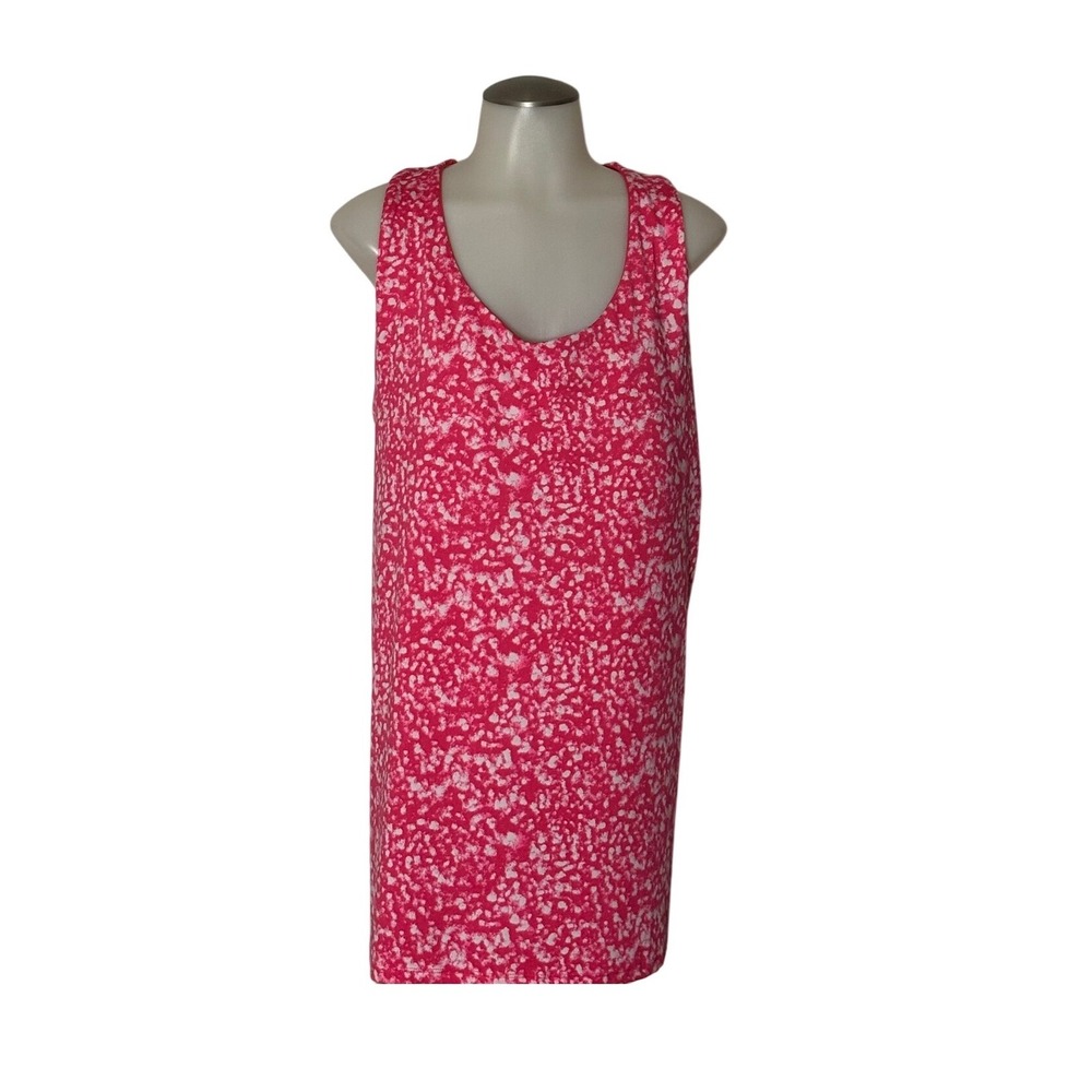 Pink White Splatter Print Racerback Tank Top Women Shelf Bra Good Preowned